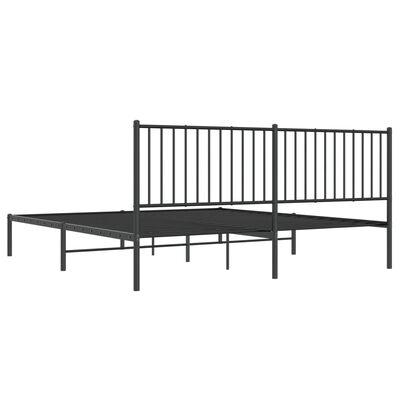 vidaXL Sengeramme i metall med sengegavl svart 183x213 cm