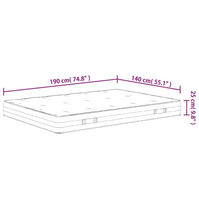 vidaXL Madrass med pocketfjær middels fast 140x190 cm