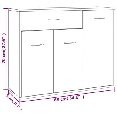 vidaXL Skjenk betonggrå 88x30x70 cm konstruert tre