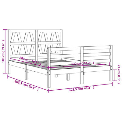 vidaXL Sengeramme med hodegavl svart 120x200 cm heltre