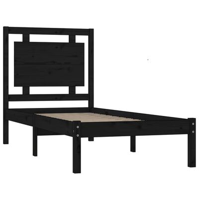 vidaXL Sengeramme svart heltre 90x190 cm Single