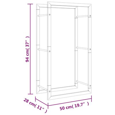 vidaXL Vedstativ 50x28x94 cm rustfritt stål