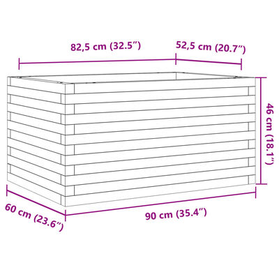 vidaXL Hageplantekasse voksbrun 90x60x46 cm heltre furu