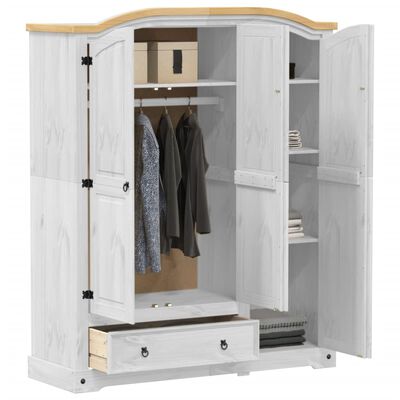 vidaXL Garderobe Corona hvit 151,5x52x186 cm heltre furu