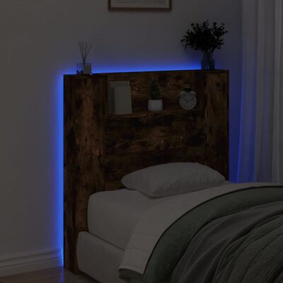 vidaXL Hodegavl skap med LED røkt eik 100x16,5x103,5 cm