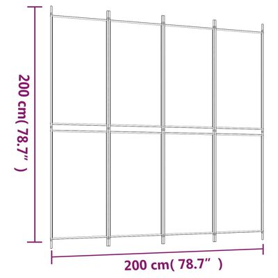 vidaXL Romdeler 4 paneler hvit 200x200 cm stoff