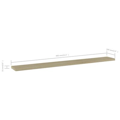 vidaXL Hylleplater 4 stk sonoma eik 80x10x1,5 cm konstruert tre