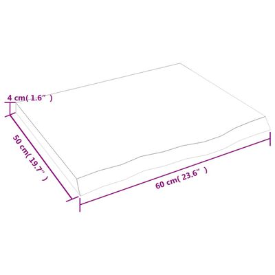 vidaXL Vegghylle lysebrun 60x50x(2-4) cm behandlet heltre eik