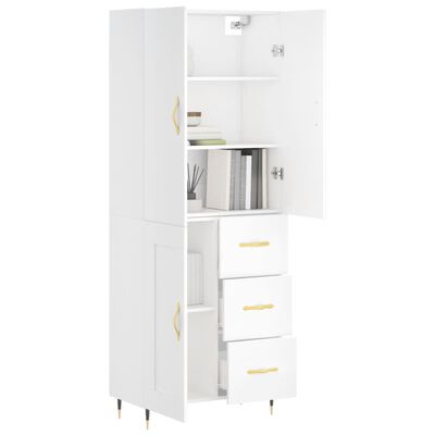 vidaXL Highboard hvit 69,5x34x180 cm konstruert tre