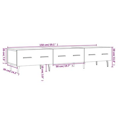 vidaXL TV-benk betonggrå 150x36x30 cm konstruert tre