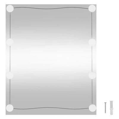 vidaXL Veggspeil med LED-lys 50x60 cm glass rektangel