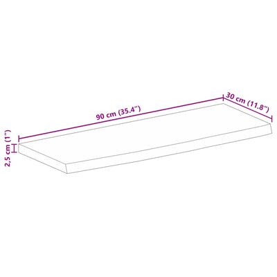 vidaXL Bordplate med naturlig kant 90x30x2,5 cm heltre mango