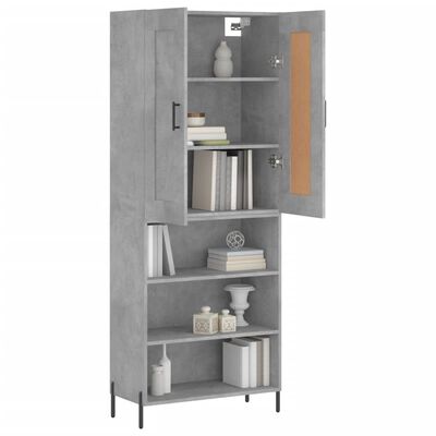 vidaXL Highboard betonggrå 69,5x34x180 cm konstruert tre