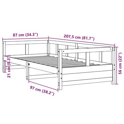 vidaXL Dagseng uten madrass voksbrun 80x200 cm heltre furu