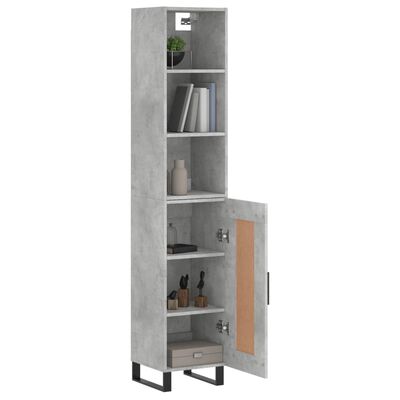 vidaXL Highboard betonggrå 34,5x34x180 cm konstruert tre