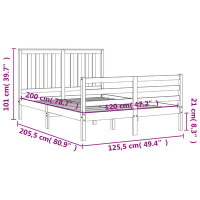 vidaXL Sengeramme med hodegavl 120x200 cm heltre