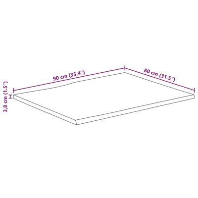 vidaXL Bordplate naturlig kant 90x80x3,8 cm grovt heltre mangotre