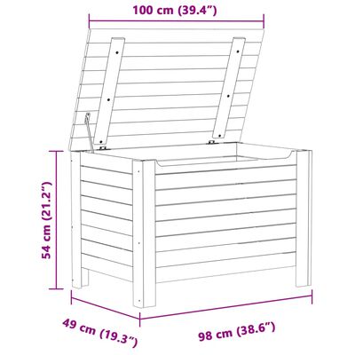 vidaXL Putekasse med lokk RANA hvit 100x49x54 cm heltre furu