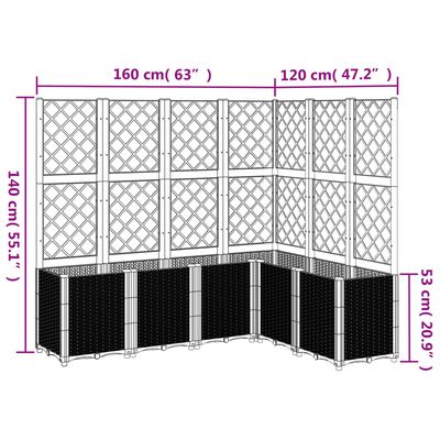 vidaXL Plantekasse med espalier brun 160x120x140 cm PP