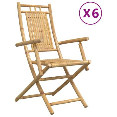 vidaXL Sammenleggbare hagestoler 6 stk 53x66x99 cm bambus