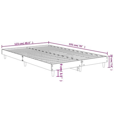 vidaXL Sengeramme uten madrass sonoma eik 120x190 cm konstruert tre