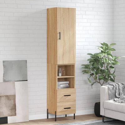 vidaXL Highboard sonoma eik 34,5x34x180 cm konstruert tre