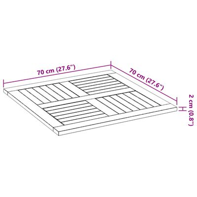 vidaXL Bordplate 70x70x2 cm firkantet heltre akasie