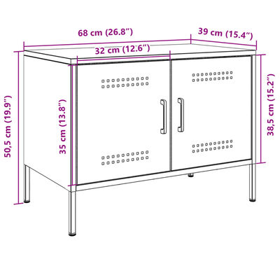 vidaXL TV-benk sennepsgul 68x39x50,5 cm stål