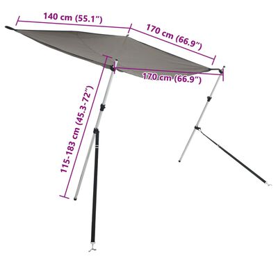 vidaXL T-Top solskjermutvidelse antrasittgrå 170x170x(115-183) cm