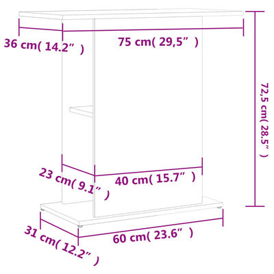 vidaXL Akvariumstativ svart 75x36x72,5 cm konstruert tre