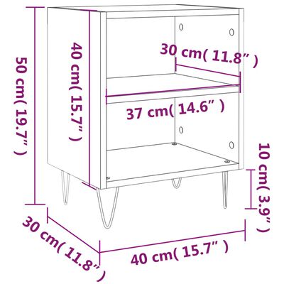 vidaXL Nattbord sonoma eik 40x30x50 cm konstruert tre