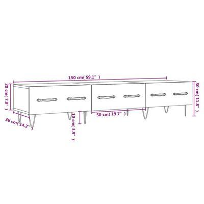 vidaXL TV-benk svart 150x36x30 cm konstruert tre