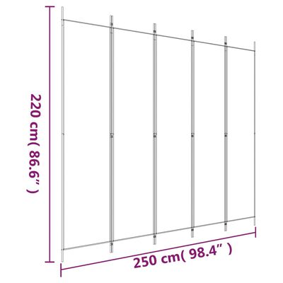 vidaXL Romdeler med 5 paneler antrasitt 250x220 cm stoff