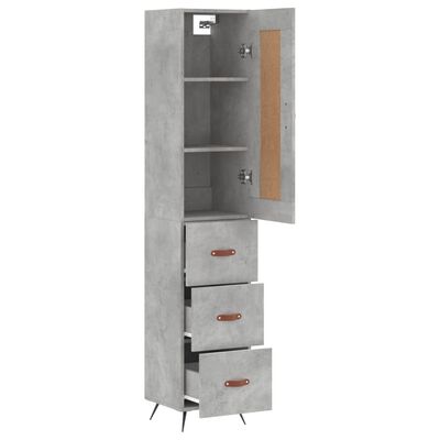 vidaXL Highboard betonggrå 34,5x34x180 cm konstruert tre