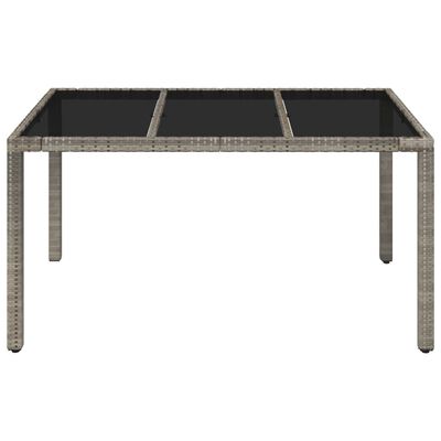 vidaXL Hagebord med glassplate grå 150x90x75 cm polyrotting