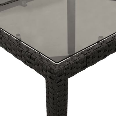 vidaXL Hagebord med glassplate svart 150x90x75 cm polyrotting