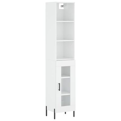 vidaXL Highboard høyglans hvit 34,5x34x180 cm konstruert tre