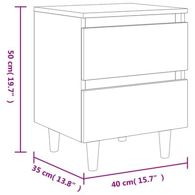 vidaXL Nattbord & heltre furuben 2 stk betonggrå 40x35x50 cm