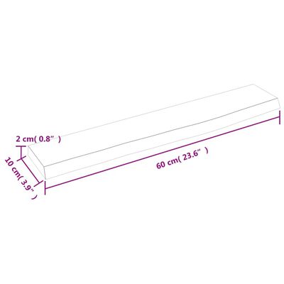 vidaXL Vegghylle mørkebrun 60x10x2 cm behandlet heltre eik