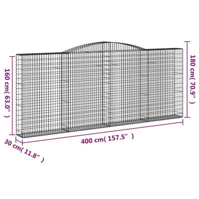 vidaXL Gabionkurver buede 3 stk 400x30x160/180 cm galvanisert jern