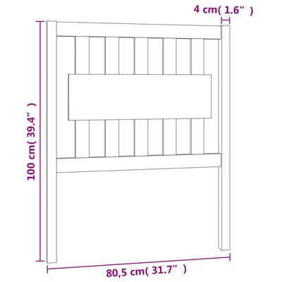 vidaXL Sengegavl svart 80,5x4x100 cm heltre furu