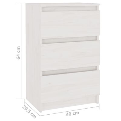 vidaXL Nattbord hvit 40x29,5x64 cm heltre furu