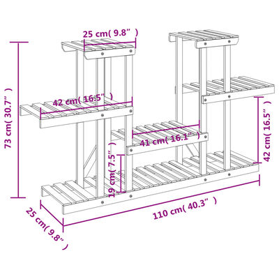 vidaXL Blomsterstativ 110x25x73 cm heltre gran