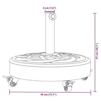 vidaXL Parasollfot med hjul for Ø38 / 48 mm stenger 27 kg rund