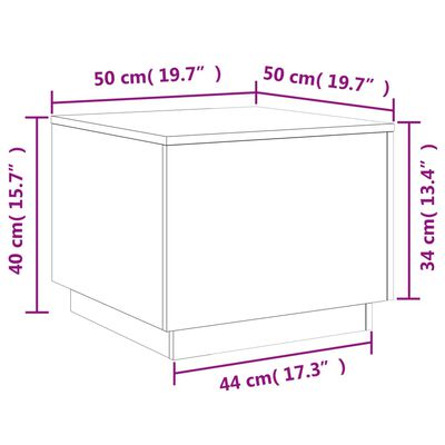 vidaXL Salongbord med LED-lys brun eik 50x50x40 cm