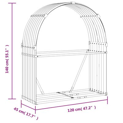 vidaXL Vedholder brun 120x45x140 cm galvanisert stål