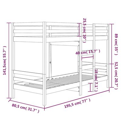 vidaXL Køyeseng 75x190 cm heltre furu