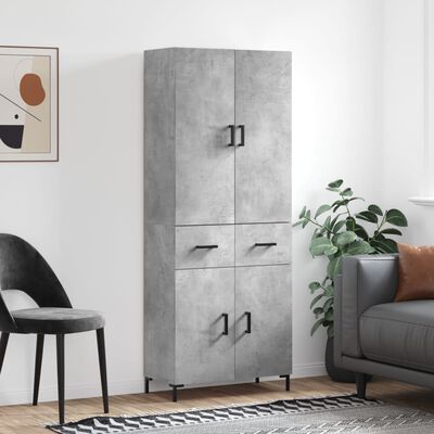 vidaXL Highboard betonggrå 69,5x34x180 cm konstruert tre