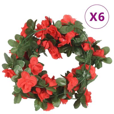 vidaXL Blomsterkranser for jul 6 stk vår rød 250 cm