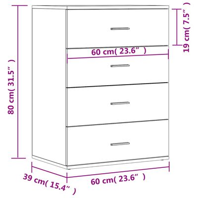 vidaXL Skjenker 2 stk brun eik 60x39x80 cm konstruert tre